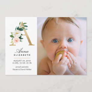 Faire-part de naissance monogramme