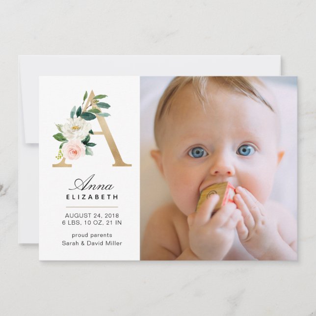 Faire-part de naissance monogramme (Devant)