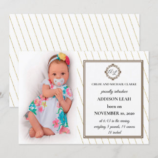 Faire-part de naissance monogramme