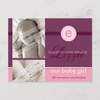 Faire-part de naissance :: monogramme2 - fille