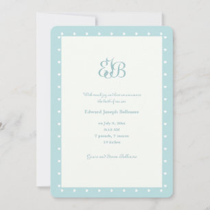 Faire-part de naissance Monogramme bleu