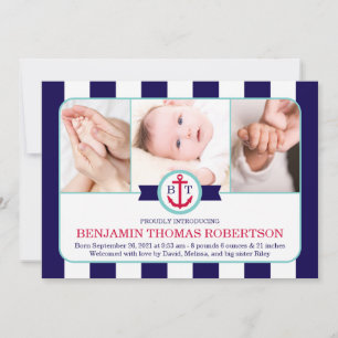 Faire-part de naissance nautique de bébé