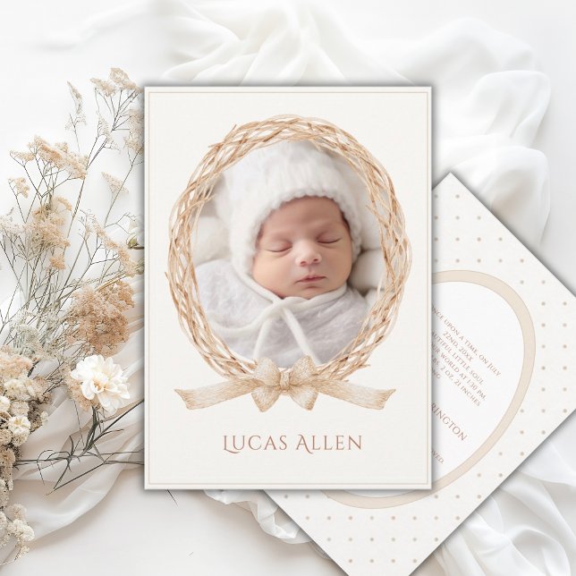 Faire-part de naissance neutre Vintage Grapevine (Créateur téléchargé)