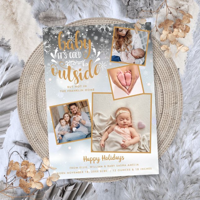 Faire-part de naissance Noël vacances (Photo Birth Announcement Christmas Holiday)