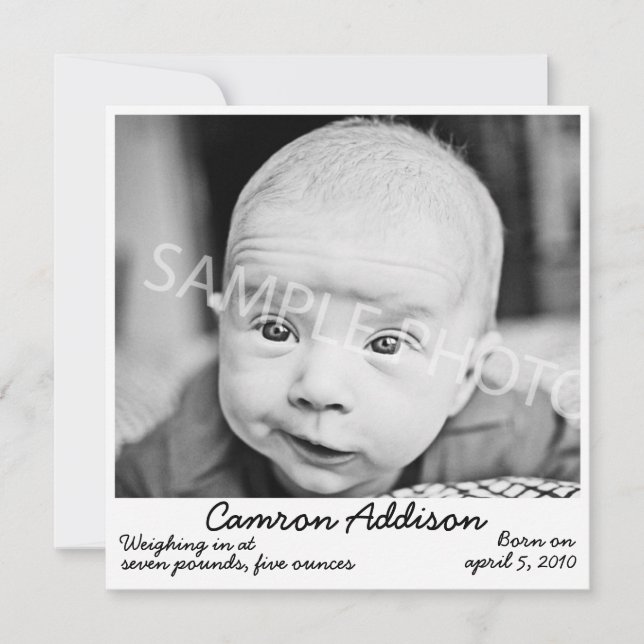 Faire-part de naissance noir (Devant)