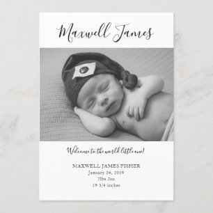 Faire-part de naissance noir et blanc