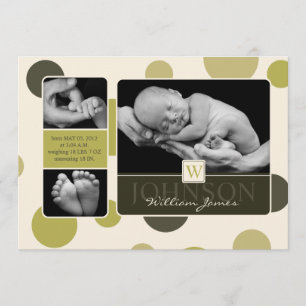 Faire-part de naissance Olive Dot Print