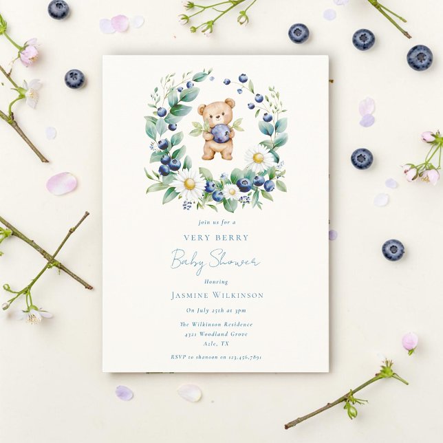 Faire-part de naissance ours aquarelle Very Berry (Créateur téléchargé)
