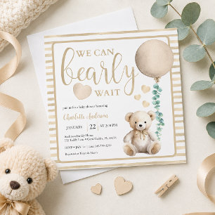 Faire-Part de Naissance Ours en Peluche Neutre