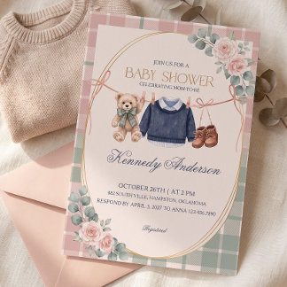 Faire-part de naissance ourson polo preppy