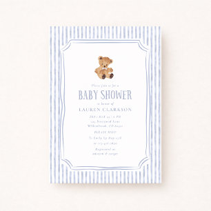 Faire-part de naissance Ourson rayures bleues pour