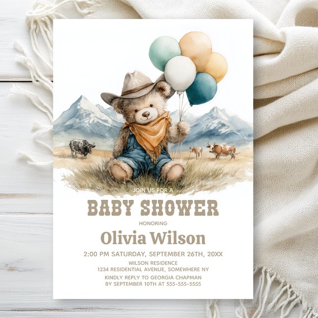 Faire-part de naissance ourson rustique pour bébé (Créateur téléchargé)