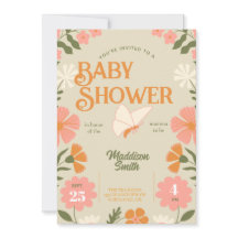 Faire-part de naissance papillon floral pour Baby