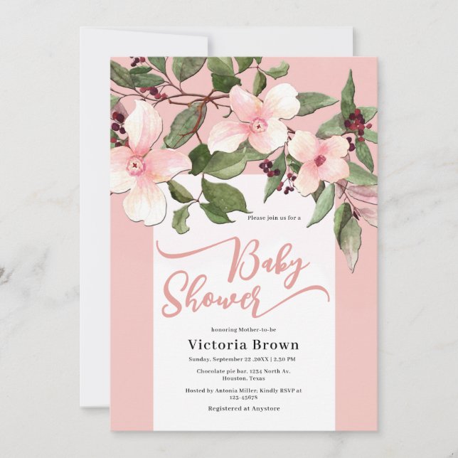 Faire-part de naissance Peach Baby in Bloom (Devant)