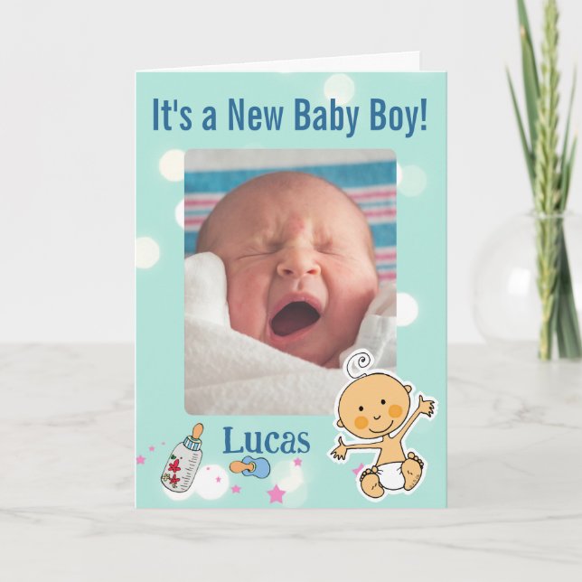 Faire-part de naissance personnalisé pour bébé gar (Devant)