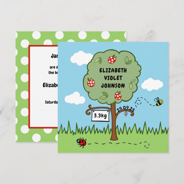 Faire-part de naissance Personnalisée de l'arbre d (Devant / Derrière)
