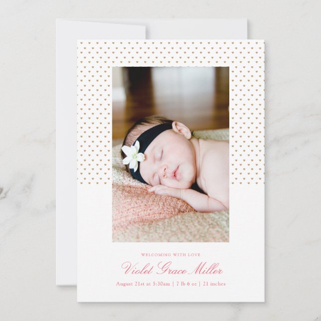 Faire-part de naissance Petite Coeur (Devant)