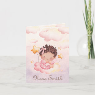 Faire-part de naissance petite fille noire - Nuage