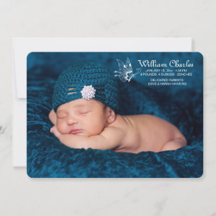 Faire-part de naissance photo à papillon blanc