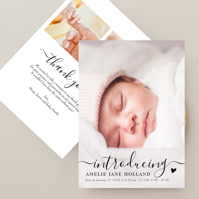Faire-part de naissance photo avec écriture manusc (Créateur téléchargé)