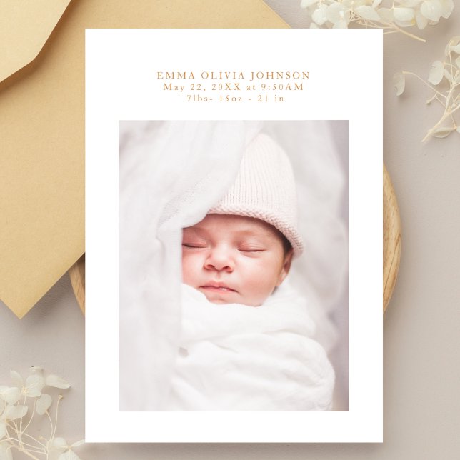 Faire-part de naissance photo avec lettrage doré é (Créateur téléchargé)