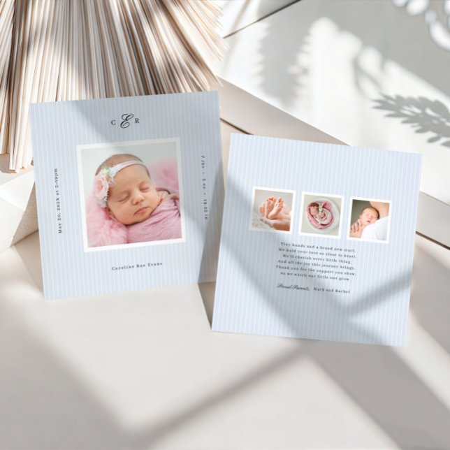 Faire-part de naissance photo avec monogramme mode (Créateur téléchargé)