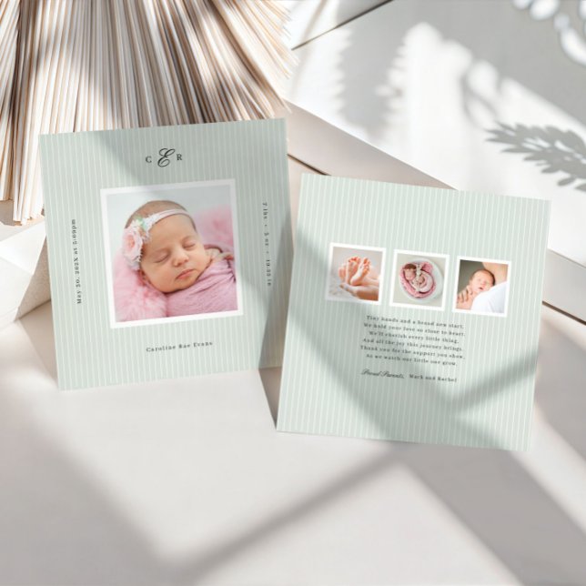 Faire-part de naissance photo avec monogramme mode (Créateur téléchargé)