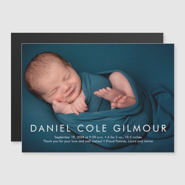 Faire-Part de Naissance Photo avec Nom de Bébé Gar (Devant / Derrière)