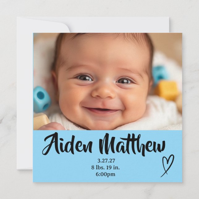 Faire-part de naissance photo Baby Boy (Dos)