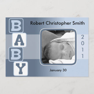 Faire-part de naissance photo - Baby Boy with Bloc