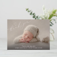 Faire-Part de Naissance Photo Bébé Merci Cœur Mode
