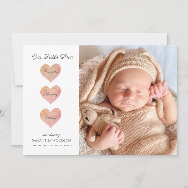 Faire-part de naissance photo bébé moderne (Devant)