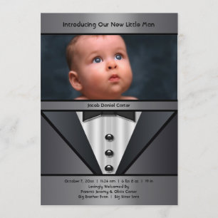 Faire-part de naissance photo Black Tuxedo Boy