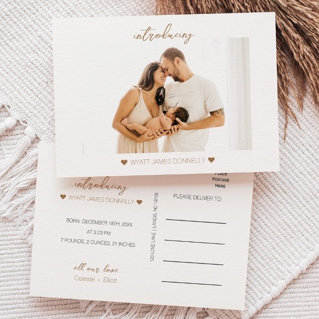 Faire-part de naissance photo blanche minimaliste  (Créateur téléchargé)