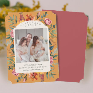 Faire-part de naissance photo Boho Fall Floral Arc