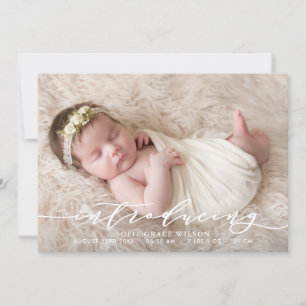 Faire-part de naissance photo botanique rose vif I