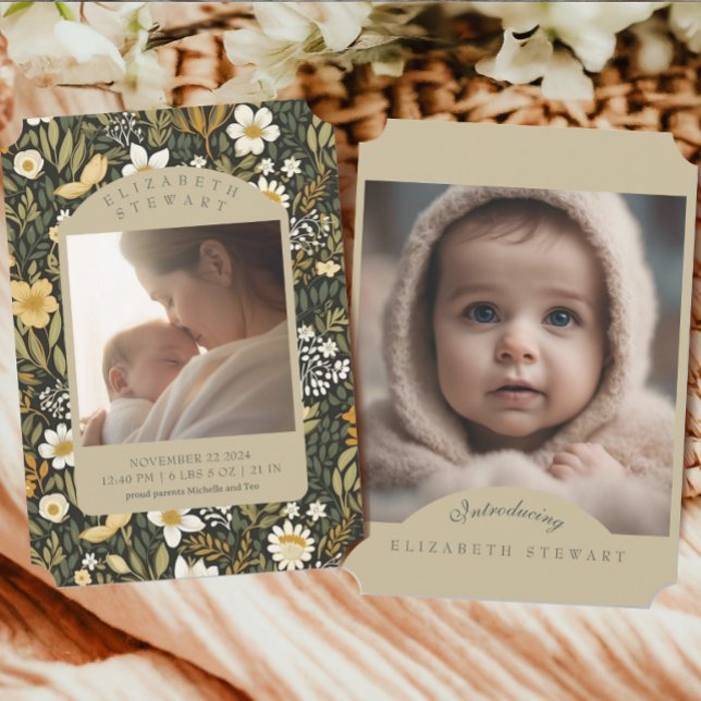 Faire-part de naissance photo Botanique Vintage Au (Créateur téléchargé)