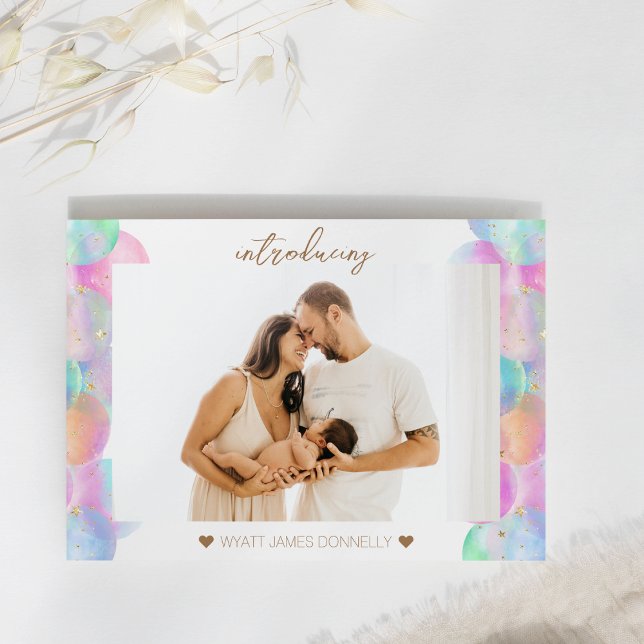 Faire-part de naissance photo Bulles d'arc-en-ciel (Créateur téléchargé)