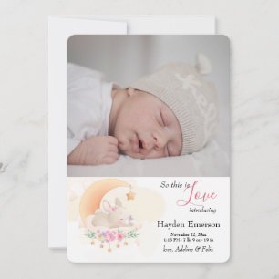 Faire-part de naissance photo Bunny couché