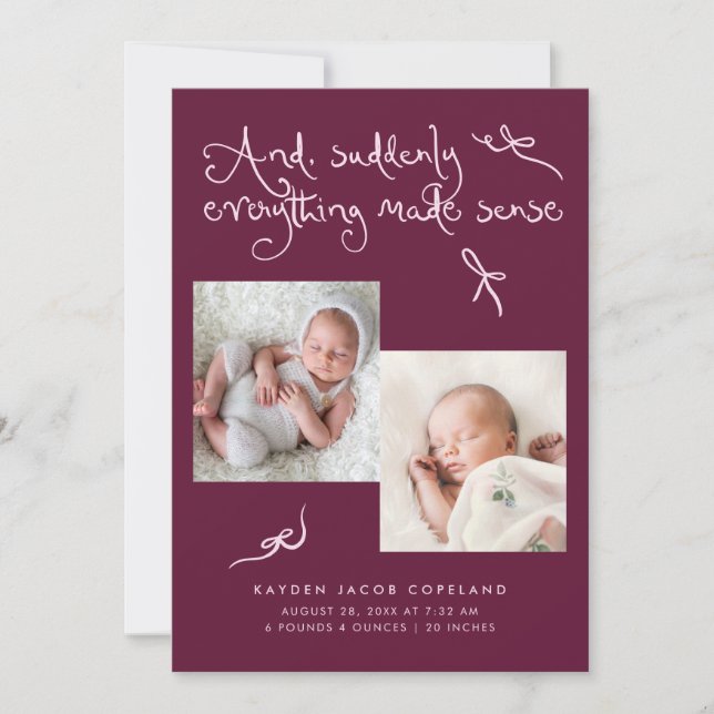 Faire-part de naissance Photo Canneberge Doodles M (Devant)