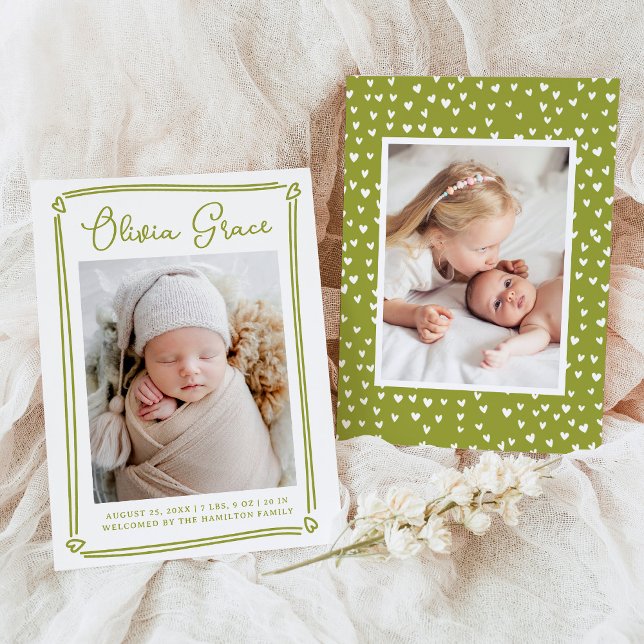 Faire-Part de Naissance Photo Cœurs Fantaisistes V (Créateur téléchargé)