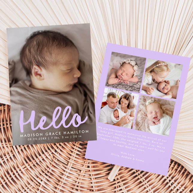 Faire-part de naissance photo collage manuscrit He (Créateur téléchargé)