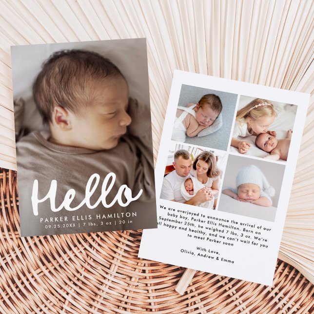 Faire-part de naissance photo collage moderne écri (Créateur téléchargé)