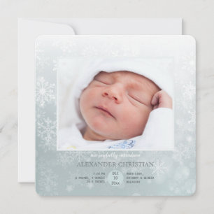 Faire-part de naissance photo d'arrivée hivernale