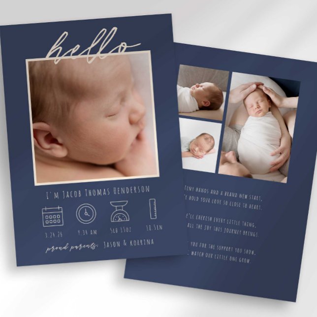Faire-Part de Naissance Photo de Bébé avec Texte M (Créateur téléchargé)