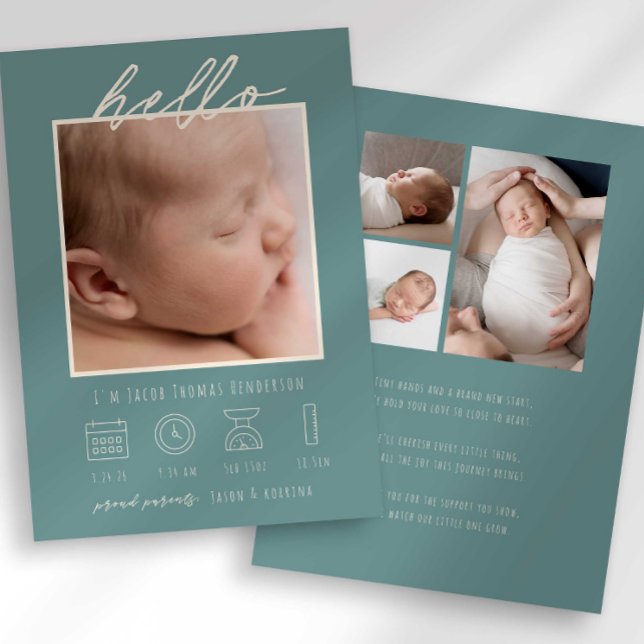Faire-Part de Naissance Photo de Bébé avec Texte M (Créateur téléchargé)