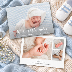 Faire-part de naissance photo de bébé garçon d'élé