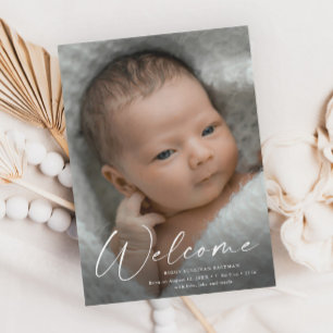 Faire-part de naissance photo de bébé Script Welco
