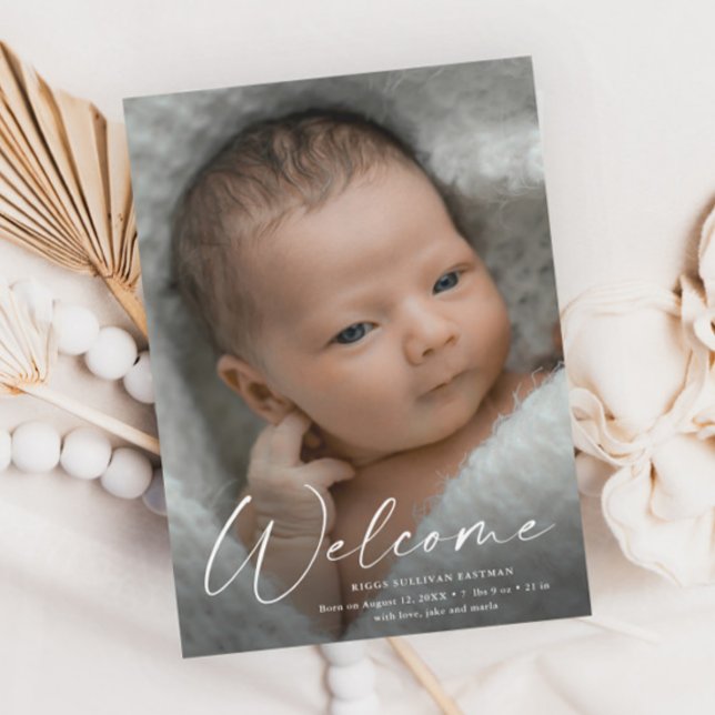 Faire-part de naissance photo de bébé Script Welco (Créateur téléchargé)