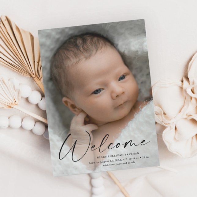 Faire-part de naissance photo de bébé Script Welco (Créateur téléchargé)